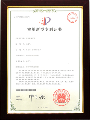 新型實(shí)用專利證書ZL201520911342.9